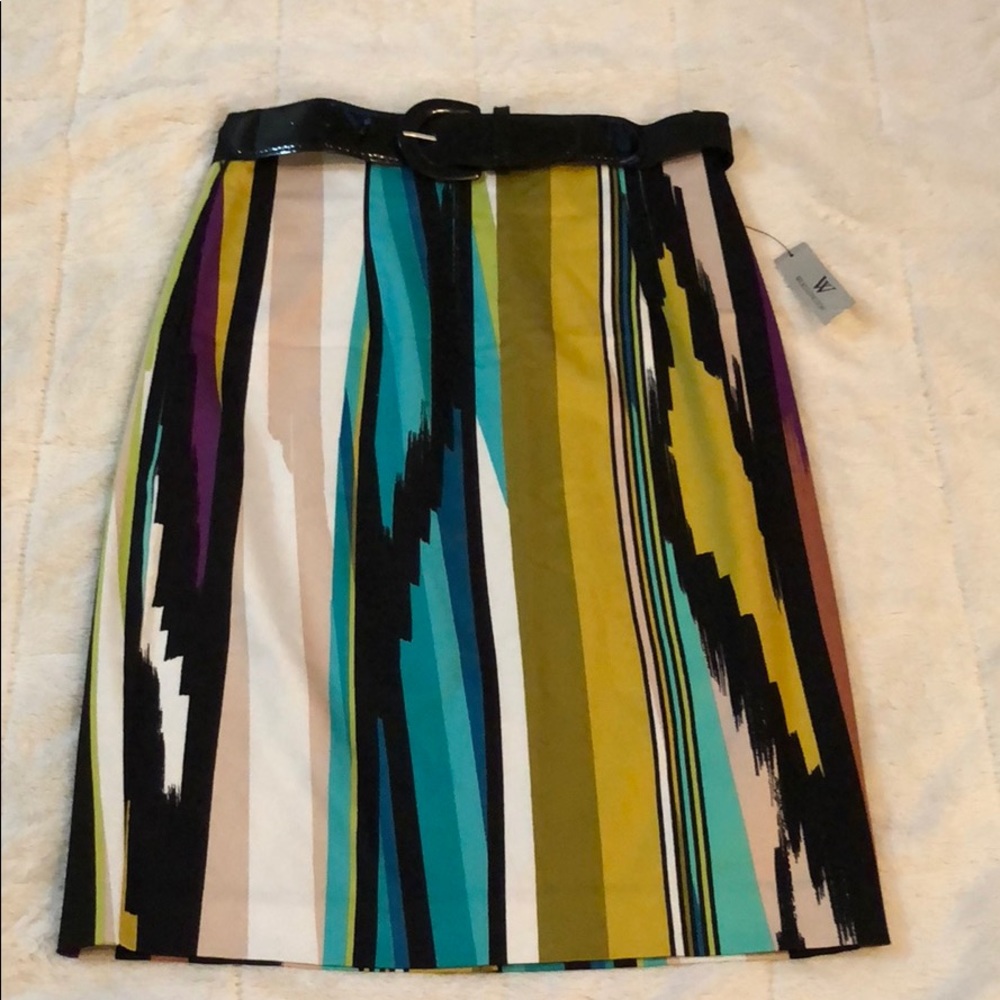 NWT Worthington Multi Color Pencil Skirt W/ Belt